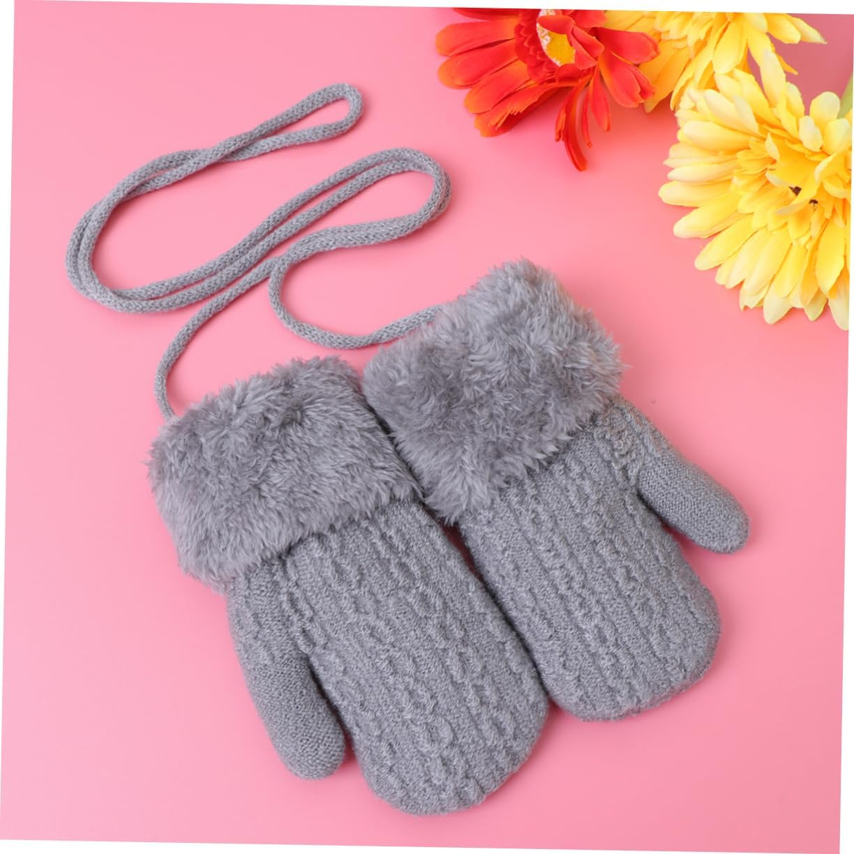 Plush Gloves Winter Warm Gloves Plush Hanging Fleece Mittens for Work Children Ski