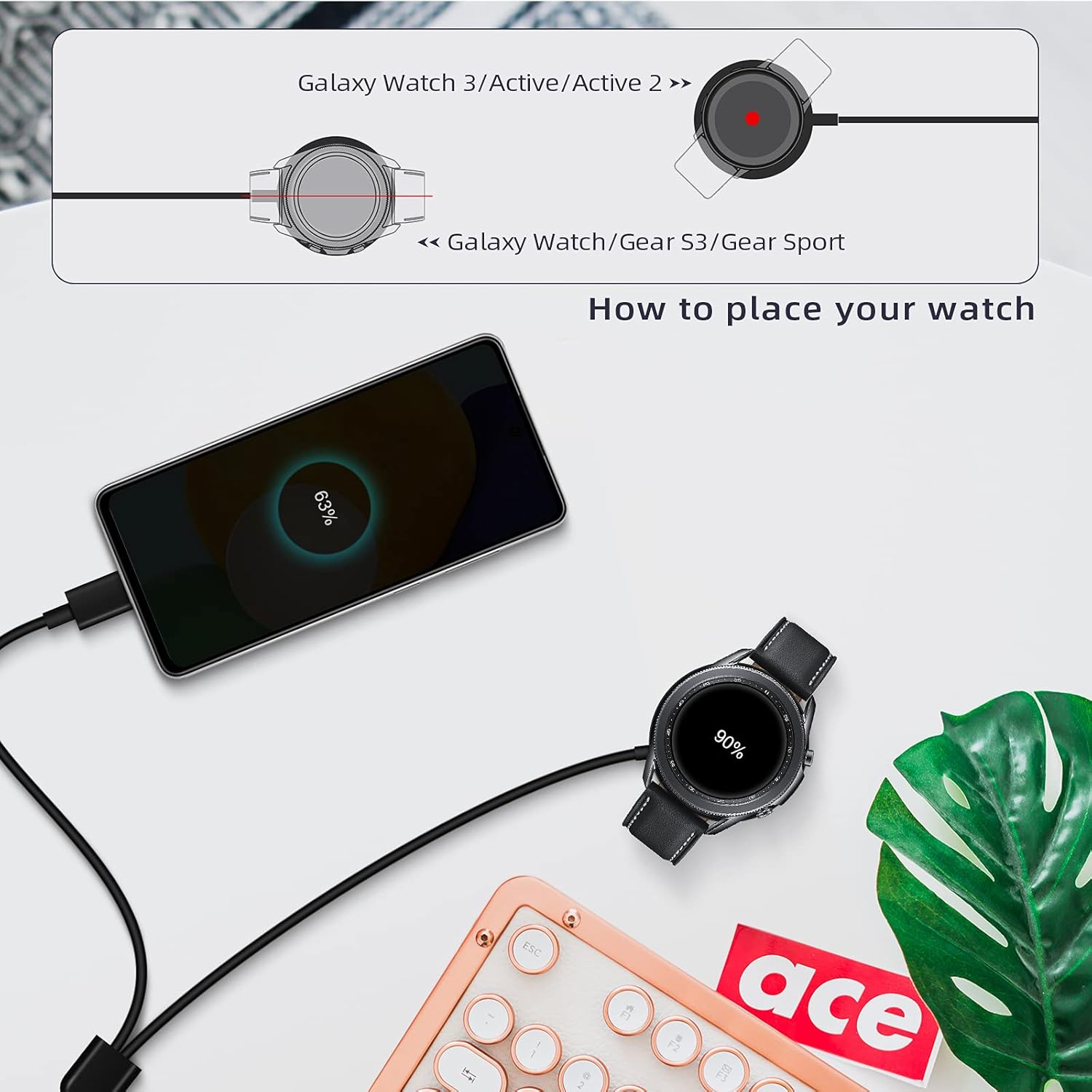 Buy Wireless Charging Dock For Galaxy Watch 3 Active 2 1 Galaxy Watch Gear Sport S3 Usb C Charging Cable Compatible For Samsung Galaxy S21 S S10 Note 10 9 8 And More 3 9ft 2 In 1 Charger Cable Online In Finland