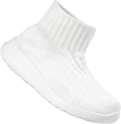 Kids Sock Shoes Girls&Boys Lightweight Sneakers Non Slip Breathable Tennis Shoes Pull On Athletic Wide Shoes Washable Black White Pink Grey Khaki Size 6-12