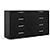 Tvilum, 8 Drawer Double Dresser, Bedroom, Modern Silver Drawer Handles, Contemporary, Black