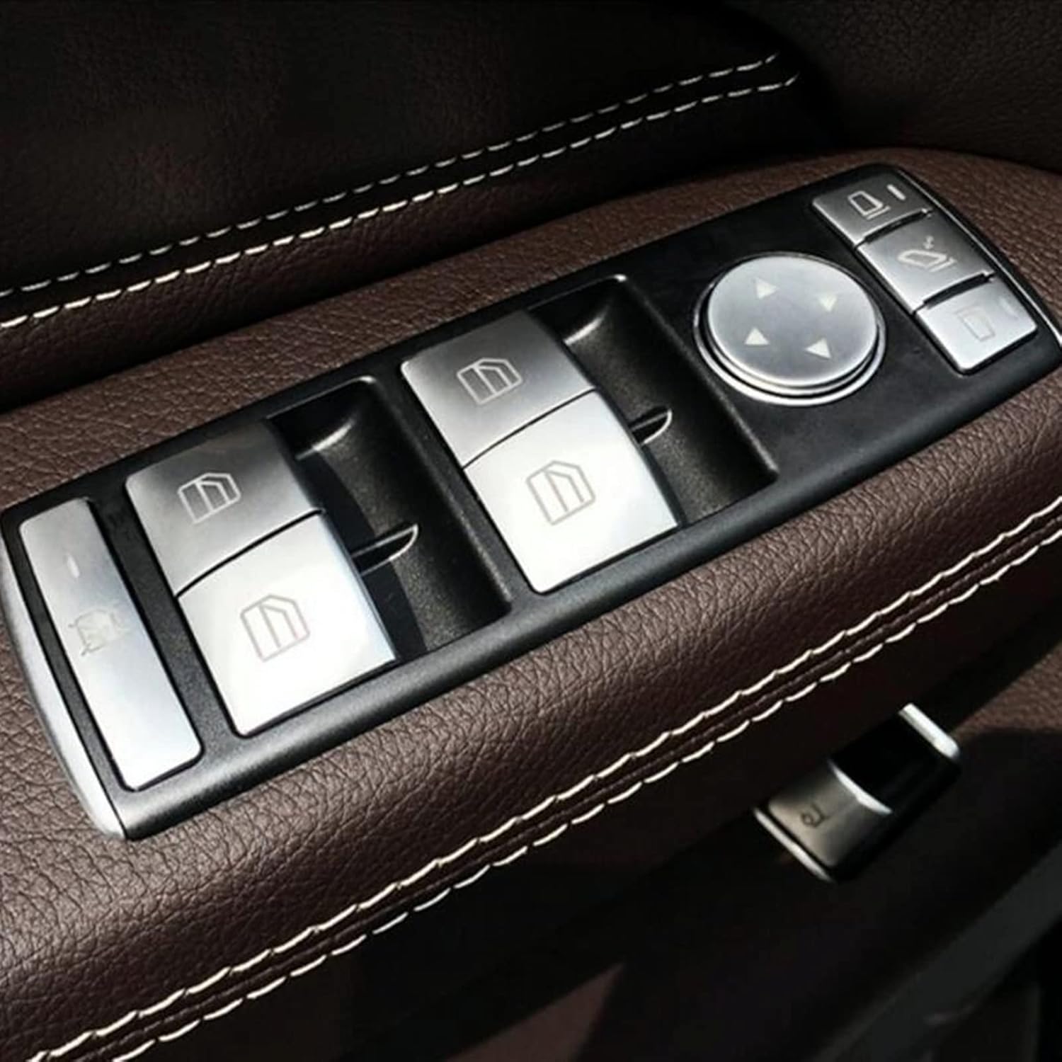 Car Interior Decal 14pcs/Set for Mercedes for Benz for A Class W176 2013-2018 Car Interior Door Window Lift Control Button Cover Trim (Silver)