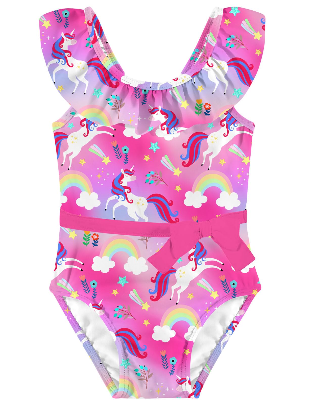 Girls One Piece Swimsuits Toddler Cute Ruffle Bathing Suits Quick Dry Beach Swimwear Size 2-7 Years