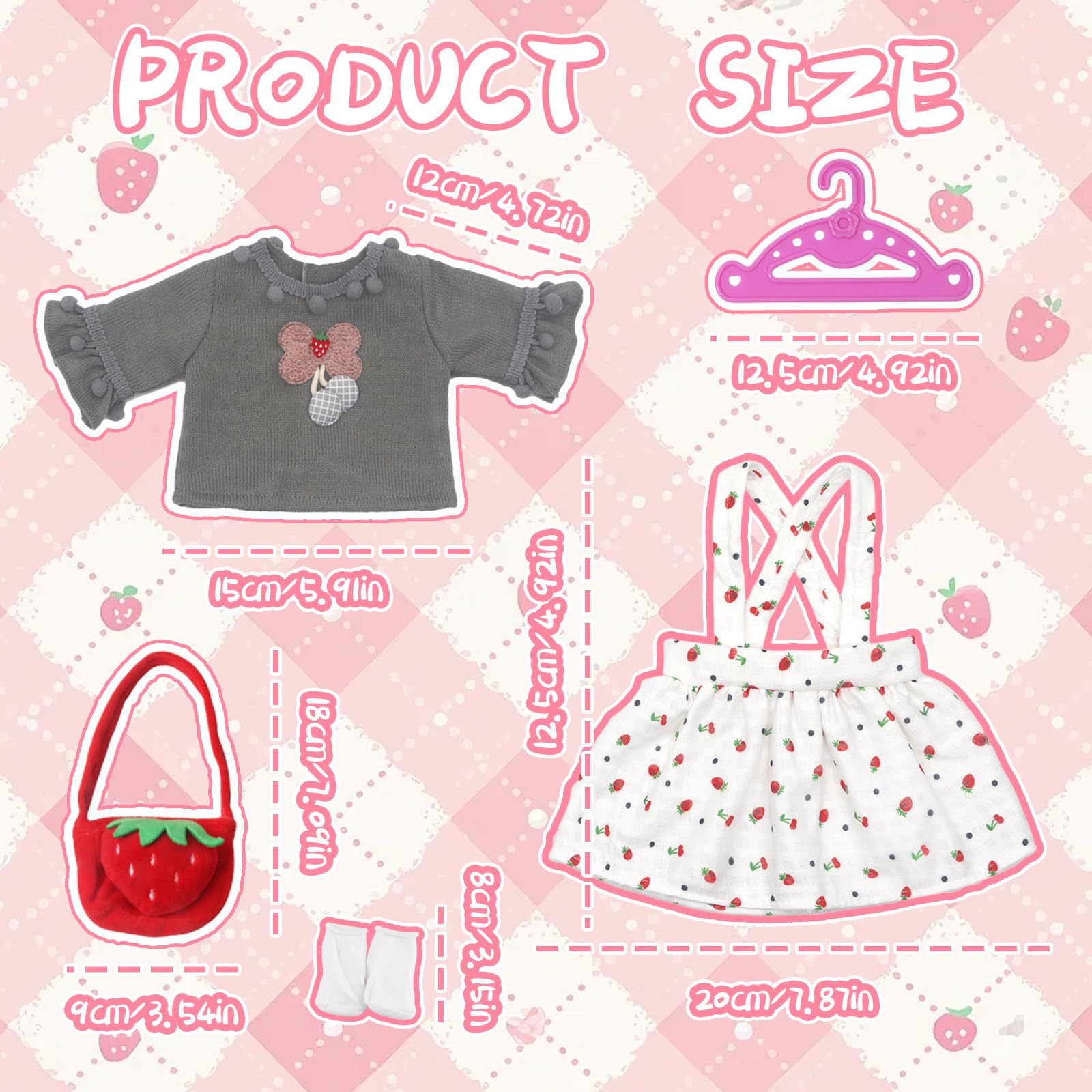 Xerteam Doll Clothes 35-45 cm for Baby Dolls Clothes for 14-17 inch Dolls, Sweet and Adorable Doll Clothes, Strawberry Top - Image 2