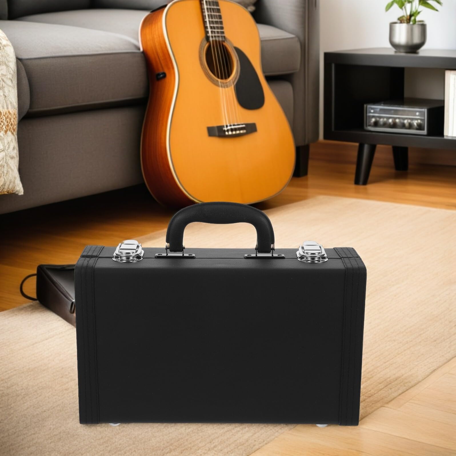 ERINGOGO Estuche Rígido para Clarinete Negro y Resistente Golpes con Asa Ergonómica y Cierre Seguro para Almacenamiento Portátil de Instrumentos Musicales