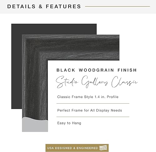 Vista 228 de MCS Studio Gallery Marco para póster de 16 x 24 pulgadas, imitación de veta de madera de color negro, colgar en horizontal o vertical, grande