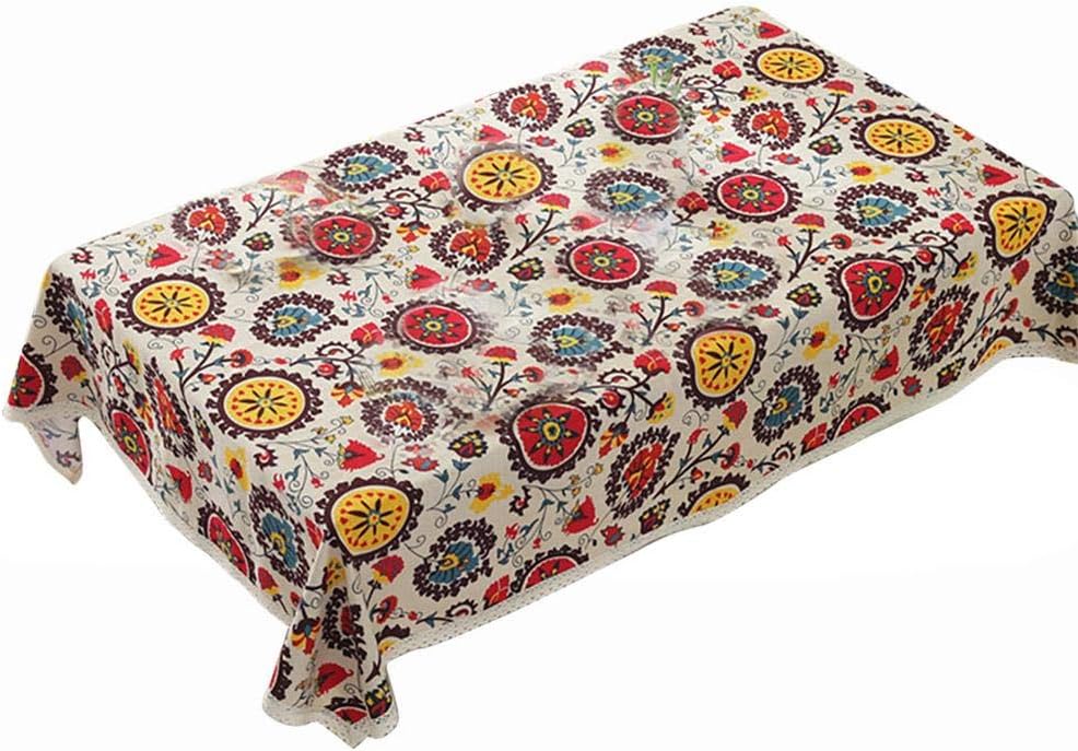MoGistTablecloth Sunflower Cotton Linen Rectangular Coffee Table Tablecloth Home Decoration Tablecloth,140*250CM