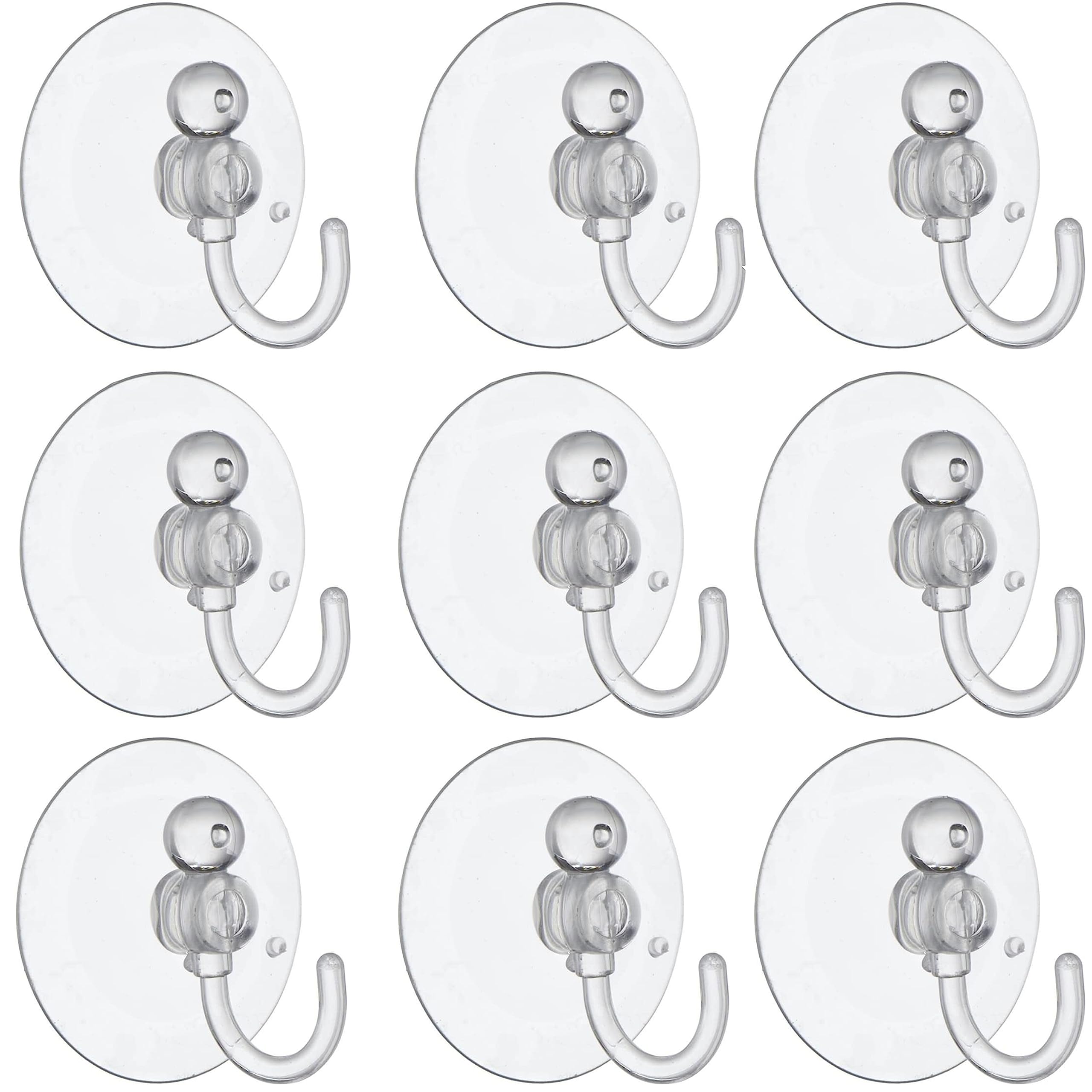Toyland Clear Toyland® Pack Of 9-9Cm (3.5") Giant Suction Hooks - Reusable Everyday Household Storage - Kitchen & Bathroom Multi-Purpose Hooks