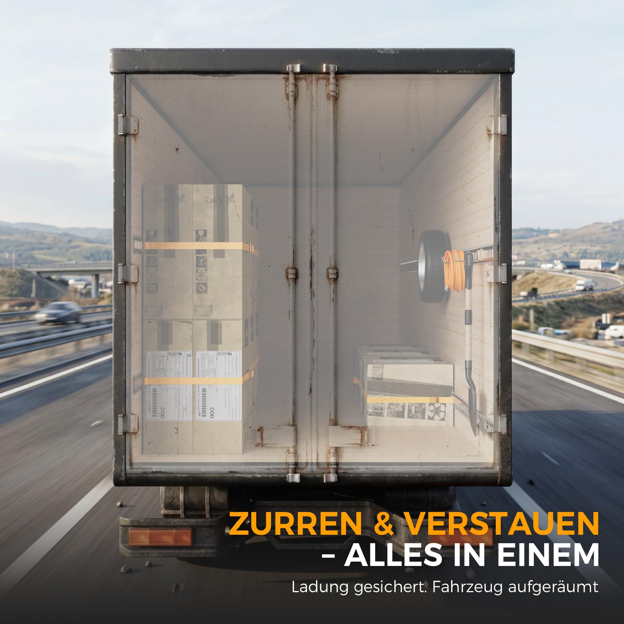 27-teiliges 1,52 m E Track Schiene Zurrschienen Zubehör Set, Tragkraft 998 kg, 8 E-Track Schiene, 8 D-Ring & 8 O-Ring, 2 Doppelhaken, 1 Reifenhalter, Ladungssicherung für LKWs, Anhänger, Wohnmobile | Tragkraft 998 kg, 8 E-Track Schiene, 8 D-Ring & 8 O-Rin