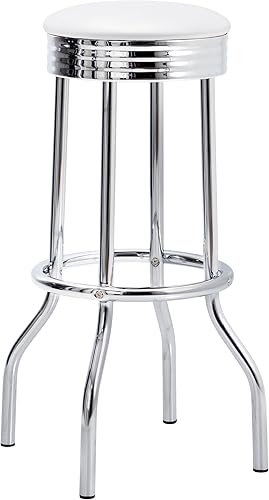 Miniatura 4 de Coaster Home Furnishings - Retro años 50 - Juego de bar de 3 piezas - Metal y laminado - Mesa redonda, patas cromadas y taburetes giratorios sin