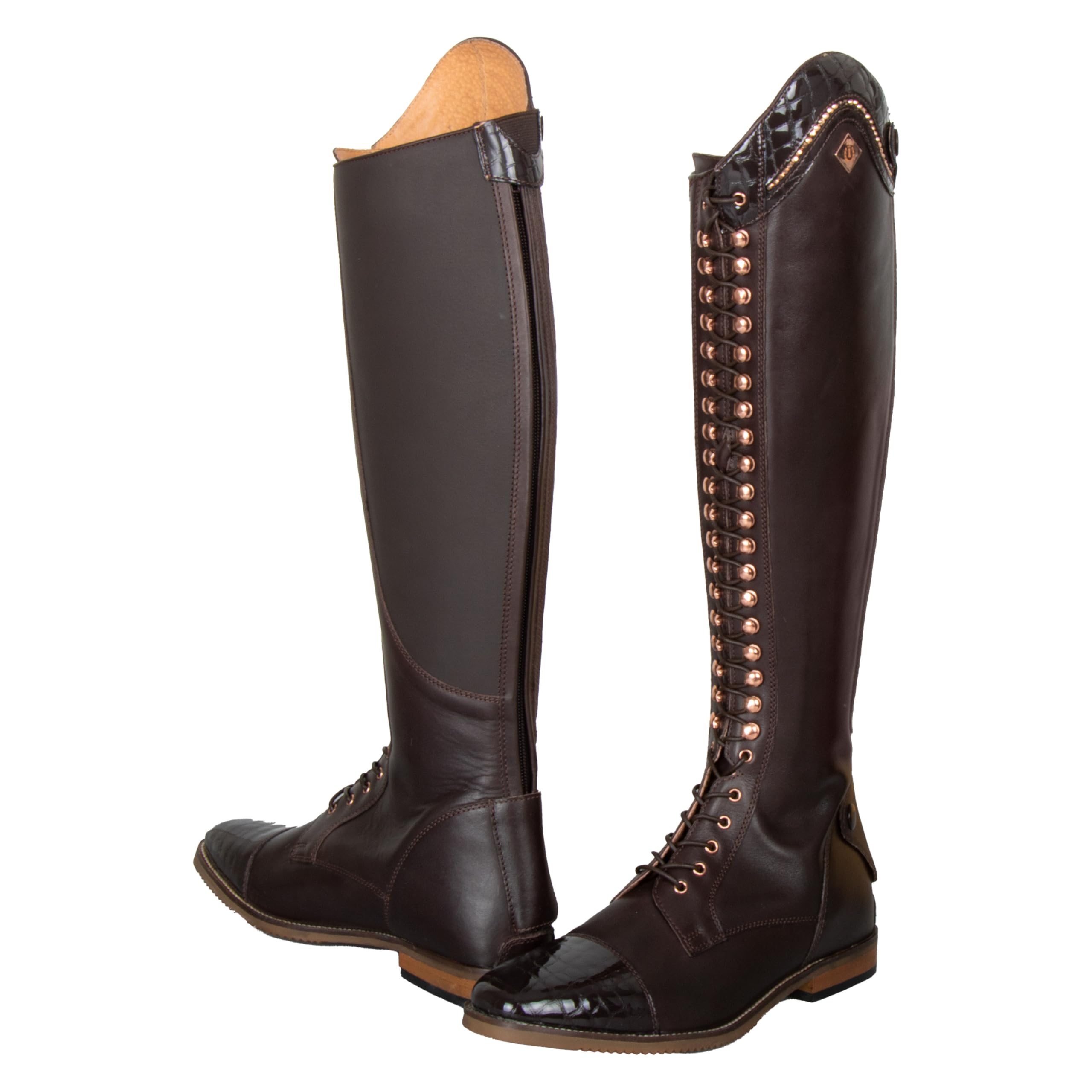Imperial Riding Reitstiefel IRH Olania Dressage, Dressurstiefel aus Leder mit Schnürung und Reißverschluss, Lang/Weit
