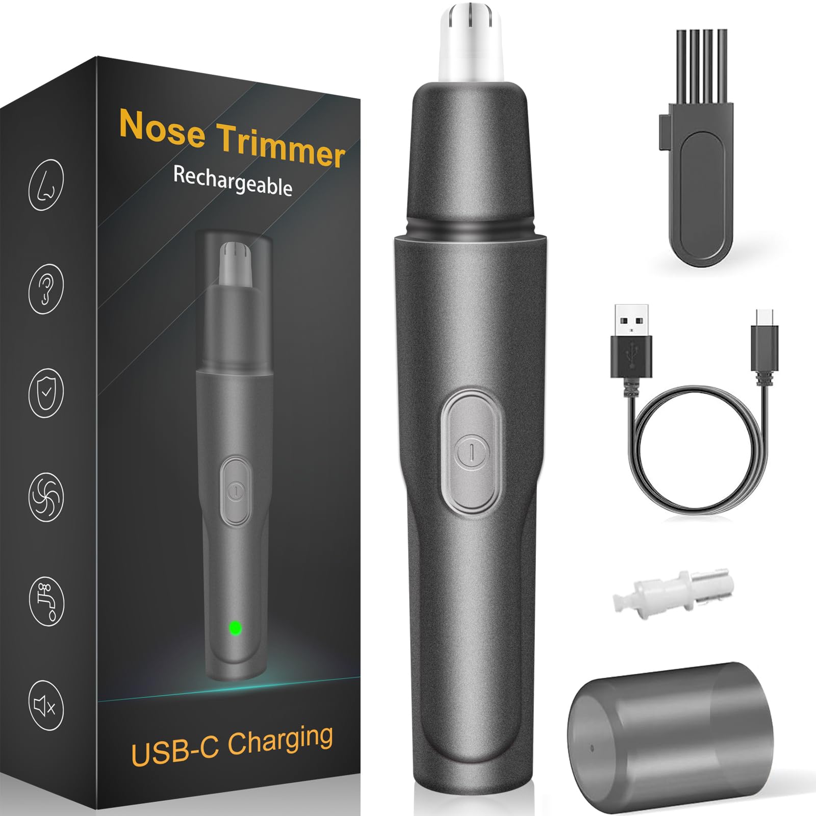 HILIYOT Nose Hair Trimmer, USB Rechargeable, Professional Painless Ear Hair Trimmer, for Men Women, Powerful Motor, Dual-E...