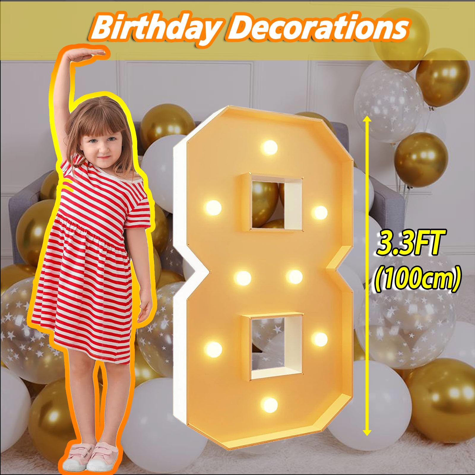 Numeri luminosi da 1,9 m con numero 18, numeri giganti a mosaico, cornice fai da te, kit di boath in schiuma, decorazioni per compleanni, numero grande, cartone bianco