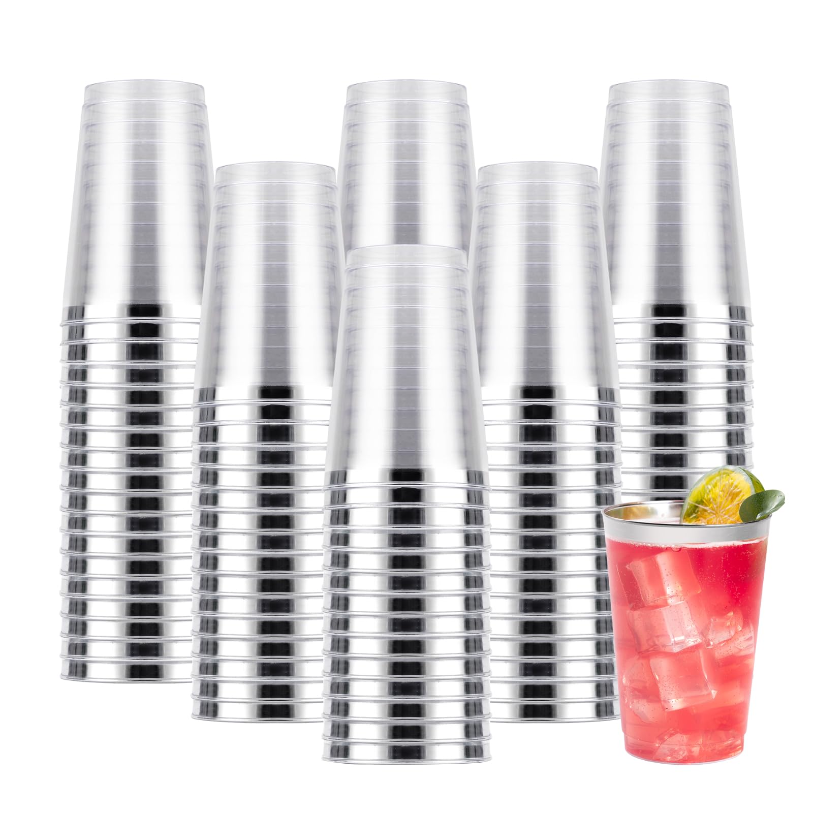 Goodluck 50PCS 9oz Plastic Cups for Party, Disposable Silver Plastic Cups — Amazon image 8