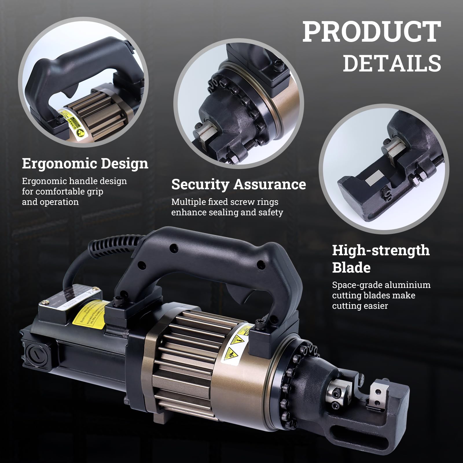 LOSCHEN Cortador eléctrico hidráulico de acero para hormigón, 900 W, cortadora de acero de 4 a 16 mm, velocidad de corte de 2 a 2,5 segundos (PC-16)
