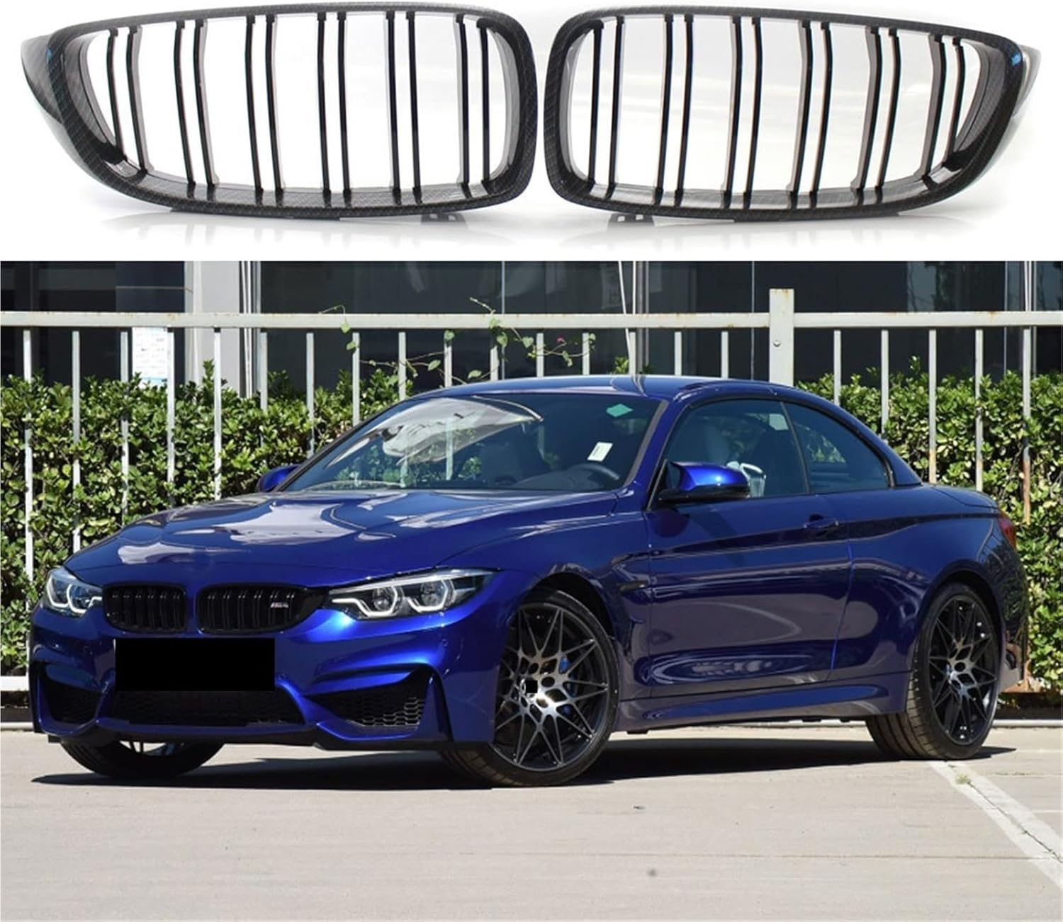 1 Pair Front Hood Kidney Sport Grills Grille Carbon Fiber Compatible with BMW F32 F33 F36 M3 M4 F80 F82 F83 4-Series 2013 2014 2015-2018