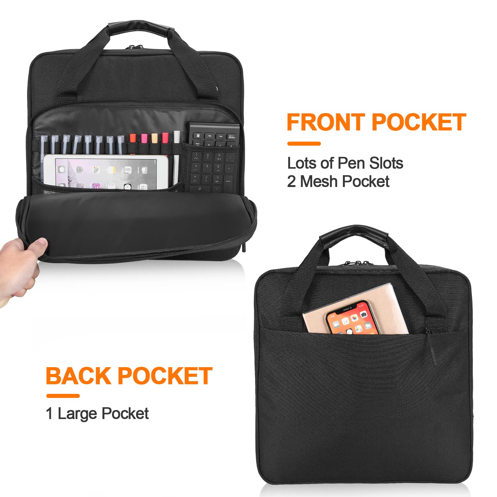 Losong 3 Ring Zipper Binder 3 Inch D-Ring, Binder with Zipper Shoulder Strap 600 Sheet Capacity & Multi-Pockets School and Office Binder Organizer, Compatible with 13-Inch MacBook(Patent Design Black)