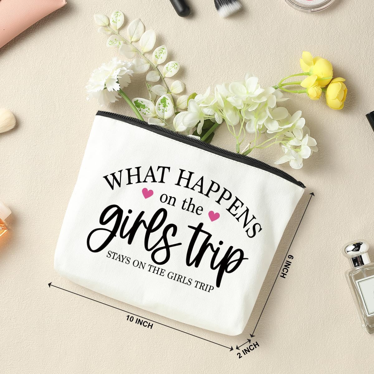 2 Pcs Girls Weekend Gifts for Women Girls Trip Gifts Favors Makeup Bag Cosmetic Bag Bestie Gifts Weekend Bag Coin Purse for Female Lady Girl Daughter Friend Coworker Niece Vacation Christmas Birthday - Image 2