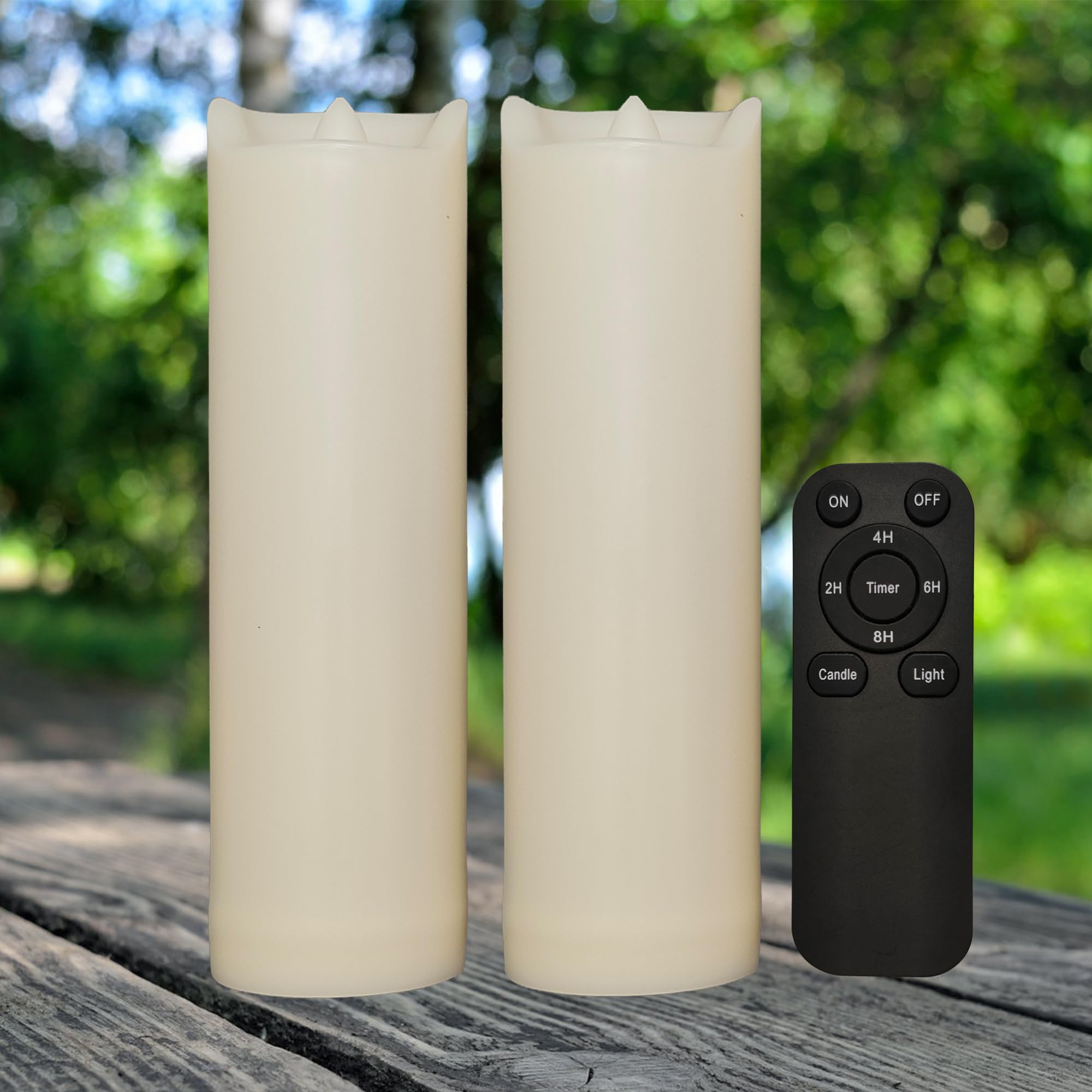 iZAN 2 Pack Flameless Battery Operated LED Pillar Candles with Remote Outdoor Waterproof Flickering Decorative Lights for Halloween Christmas Home