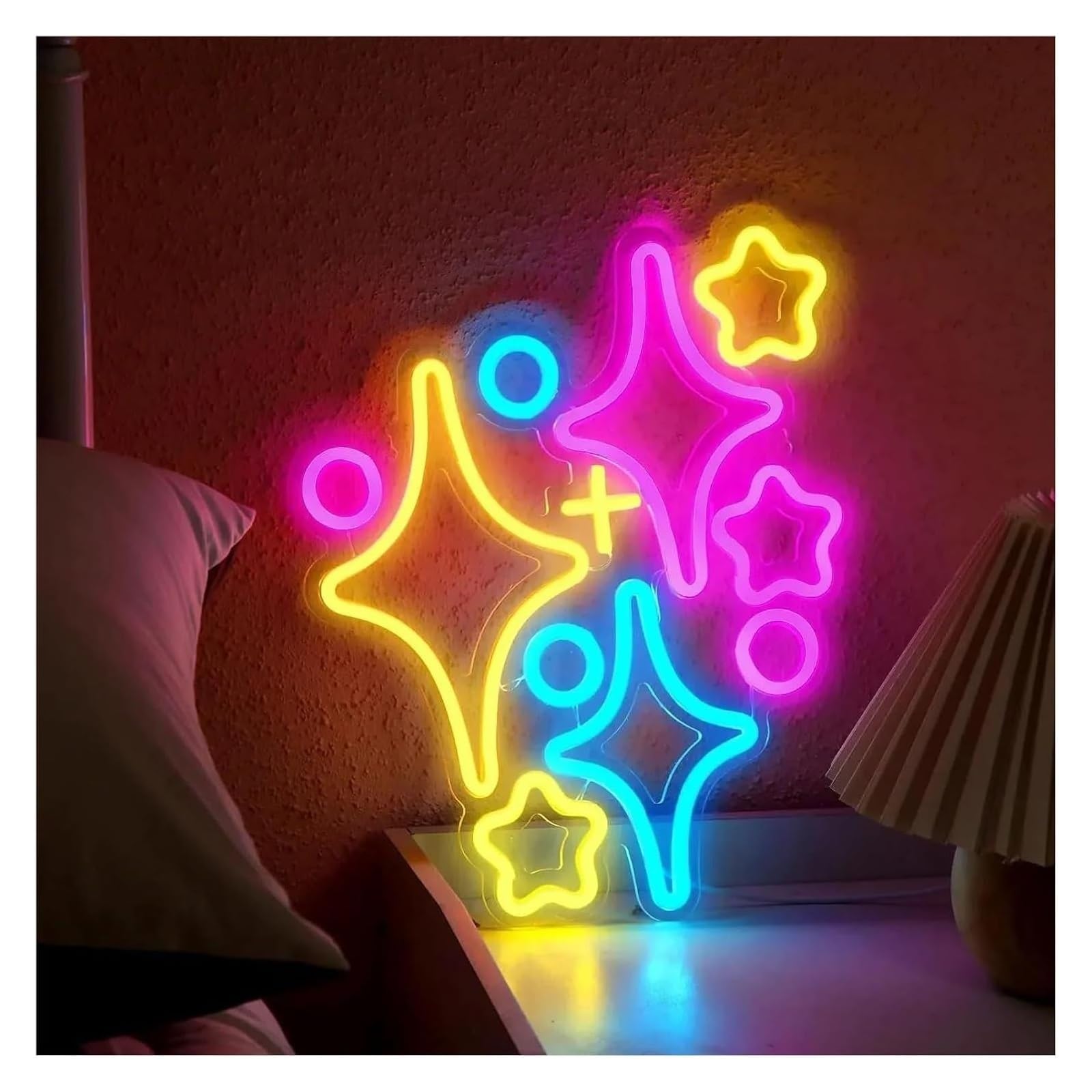 Generico Stelle per insegna al neon da parete, decorazione per interni, per casa, soggiorno, festa, luce notturna alimentata