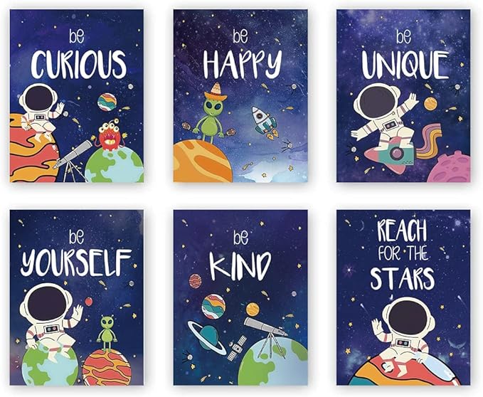 Outer Space Wall Art Prints,Space Kids room Decor Kids Room