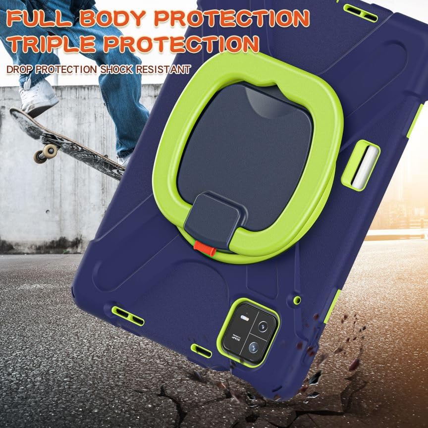 Etui na Xiaomi Pad 6 / Xiaomi Pad 6 Pro 11,0" 2023, trwałe, ciężkie, wytrzymałe, odporne na wstrząsy silikonowe etui z obrotowym uchwytem o 360°, podpórką, uchwytem na rysik i paskiem na
