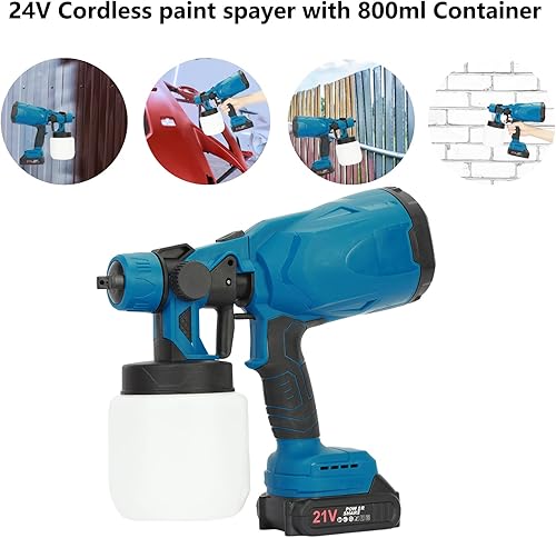 Miniatura 8 de Pulverizador de pintura inalámbrico, pistola pulverizadora de pintura de 600 W con 2 baterías de 2000 mAh, pulverizador de pintura HVLP de mano para