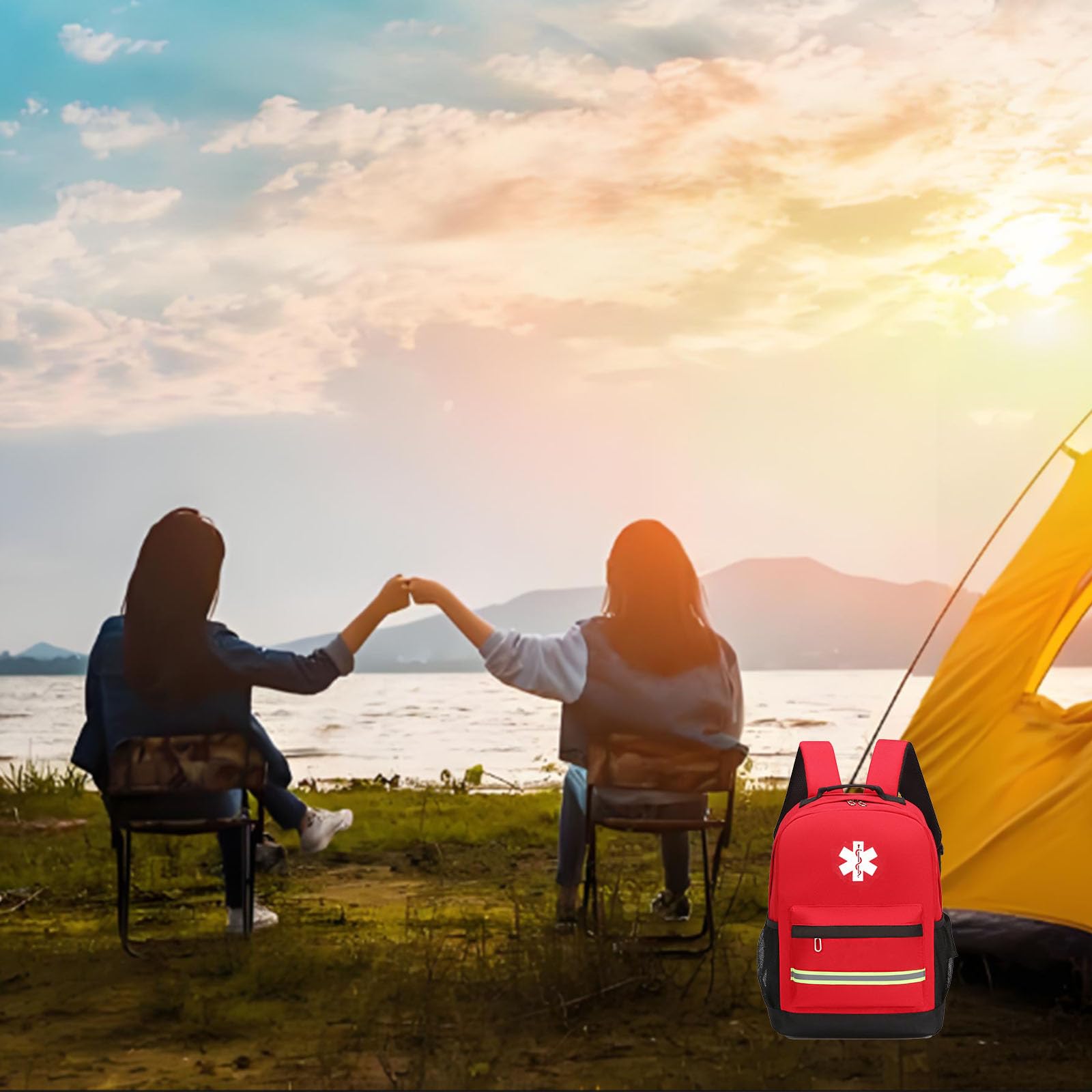 Zaino di primo soccorso,Zaino di trauma di borsa di primo rispondente vuoto,per casa e lavoro,EMT Paramedics (solo borsa) (Rosso)