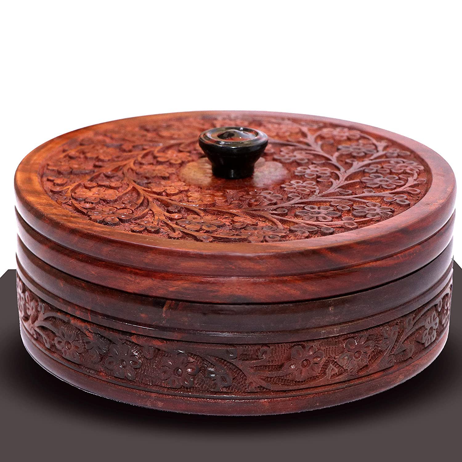 Wooden Chapati Box Casserole Roti Boxes for Kitchen Roti Dabba Hot Case Roti Server Tableware Serveware, 1.50 ML
