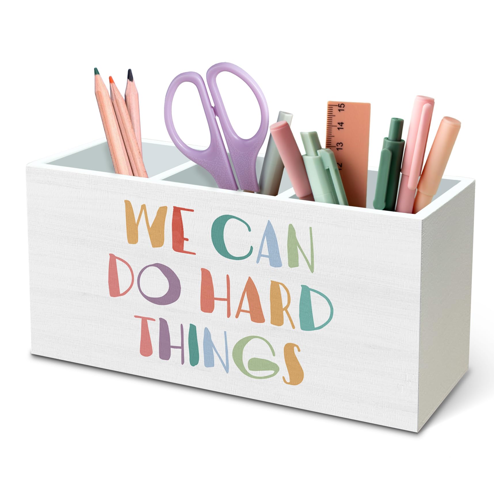 DILSJ Boho Inspirational Pen Pencil Holder Organizer for Desk, Boho Classroom Decor, Inspirational Gifts, We Can Do Hard — home & kitchen deal