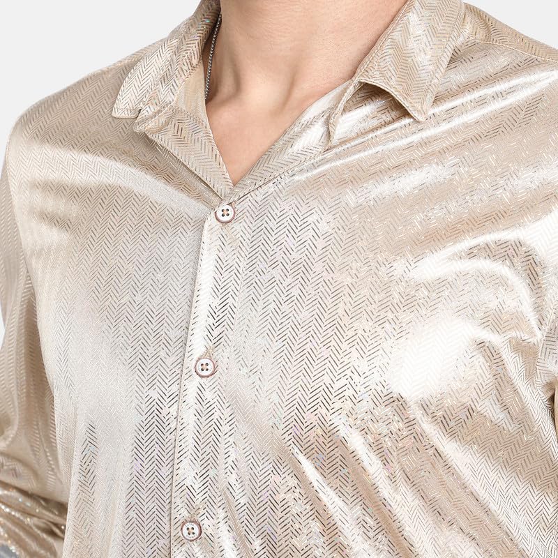 Image of CAHOOT Men's Polycotton Abstract-Textu Shirt |Casual-Wear | Spread Collar | Long Sleeve | Button Closure | Shirt Crafted with Comfort Fit for Everyday Wear