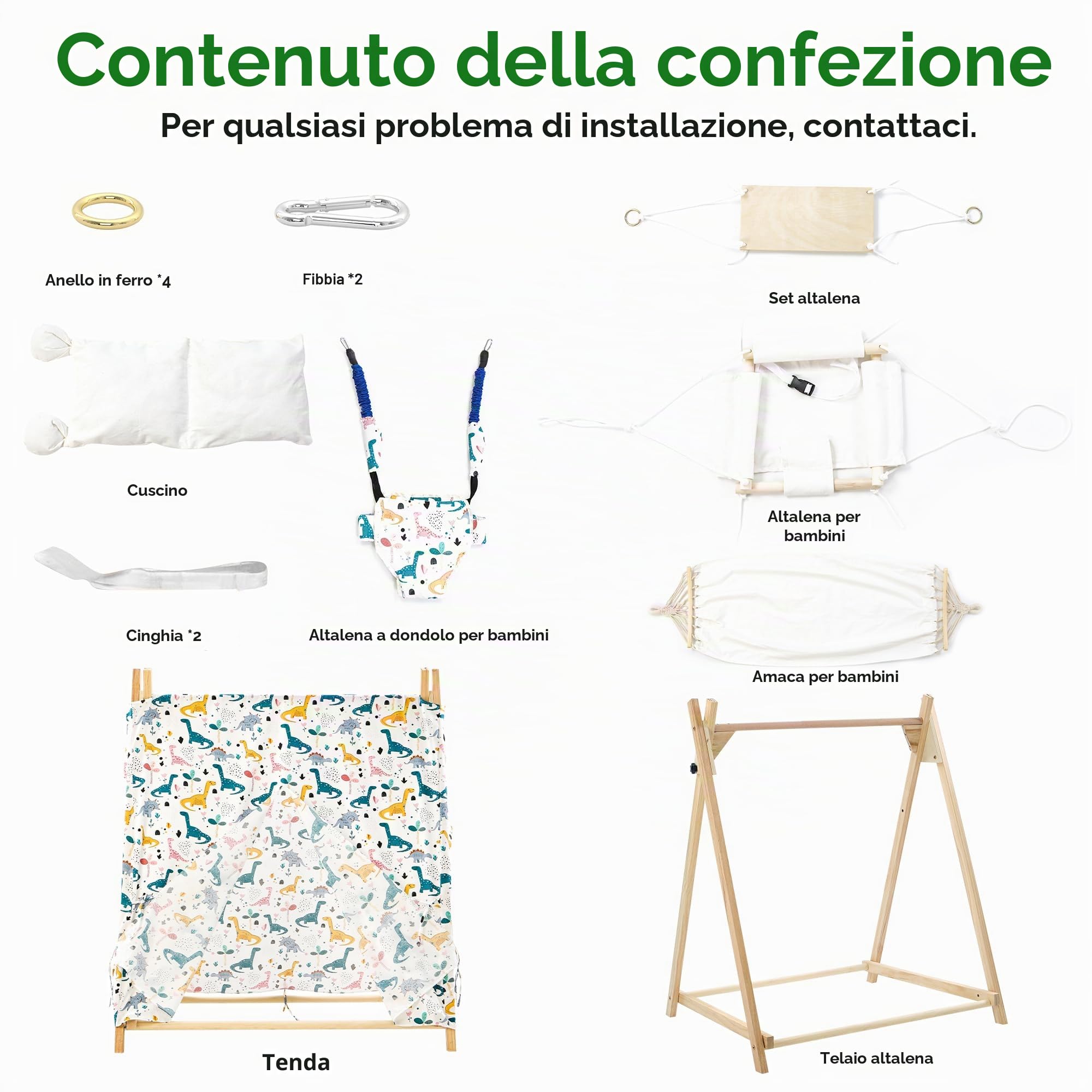 Set altalena pieghevole 5 in 1 per neonati e bambini, con supporto, altalena, seggiolino, ponticello, amaca, tenda da gioco, per bambini dai 3 anni in su