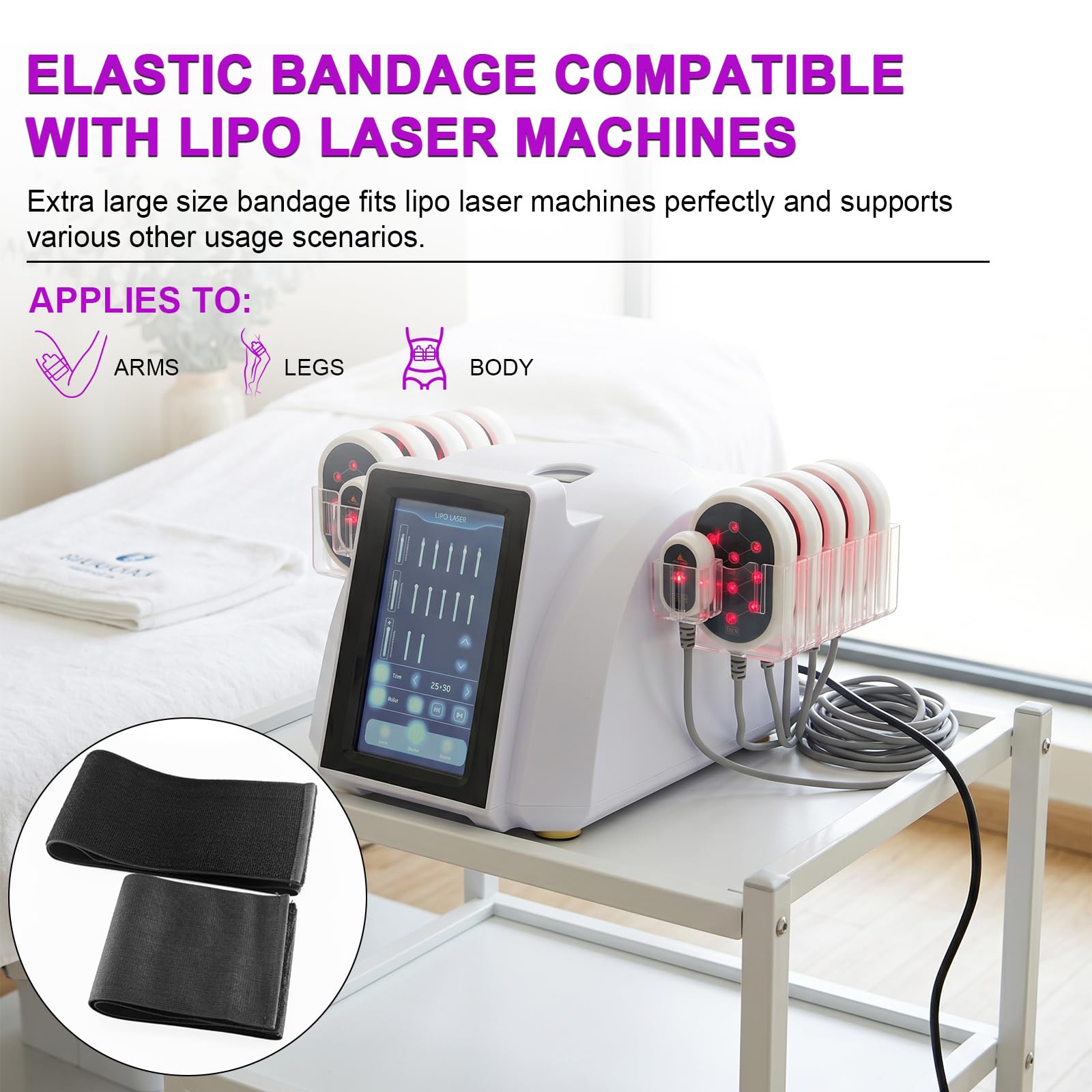 Elitzia Elastic Straps Bands for Beauty Device Bandage Bands Belt for Pads Body Straps Wraps for Slimming Fat Loss Beauty Machine High-Density Nylon Blend Spare Parts — Amazon image 2