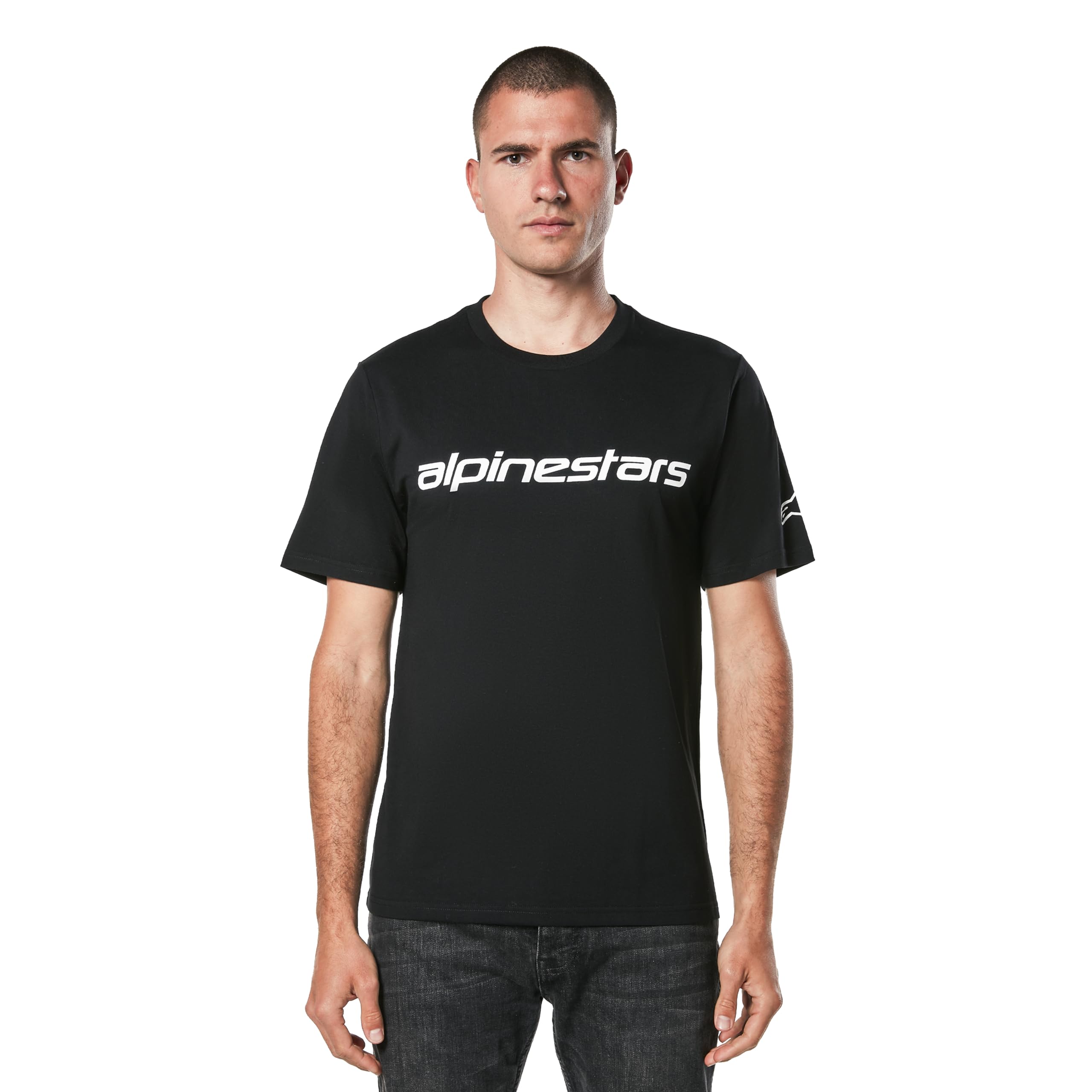 Alpinestars Men's Linear Wordmark 2.0 Csf Tee T-Shirt, Black/White, L