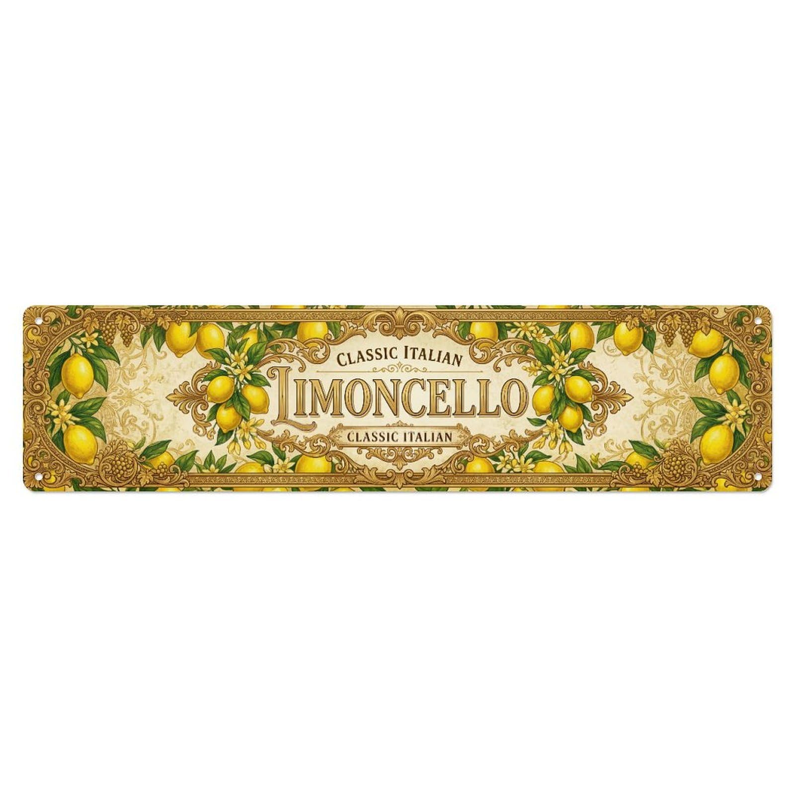 Limoncello Classic Italian Lemon Metal Tin Skinny Sign Plaque Wall Decor for Cafe, Club Bar, Office, Home Garden Metal Poster 4x16Inch