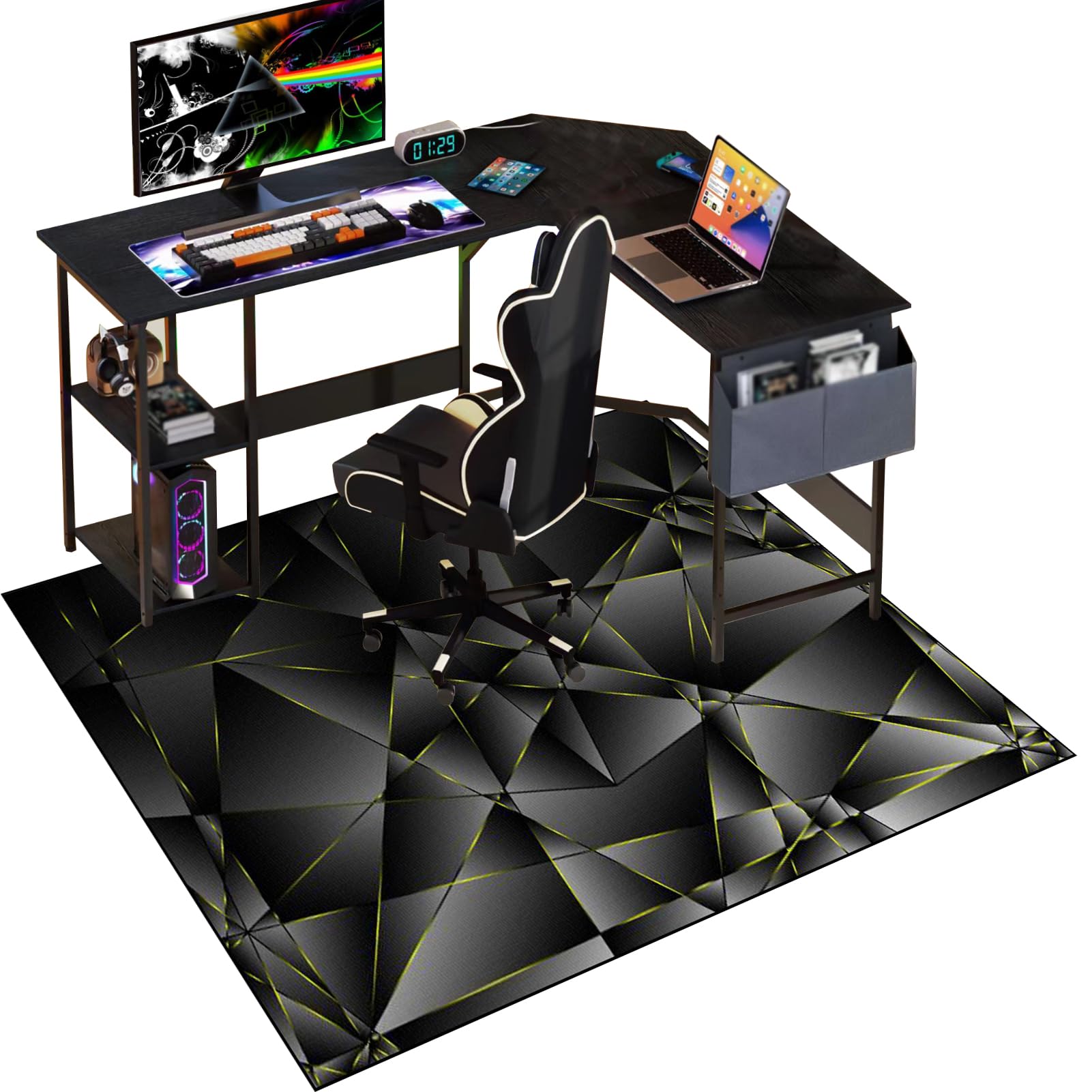 Gaming Chair Mat for Carpet, 130 x 160 cm Office Chair Mat for Carpeted Floor, Floor Protectors for Rolling Chairs, Non slip Floor Protection Mat, Computer Desk Chair Mat for Hard Wood Tile Floors