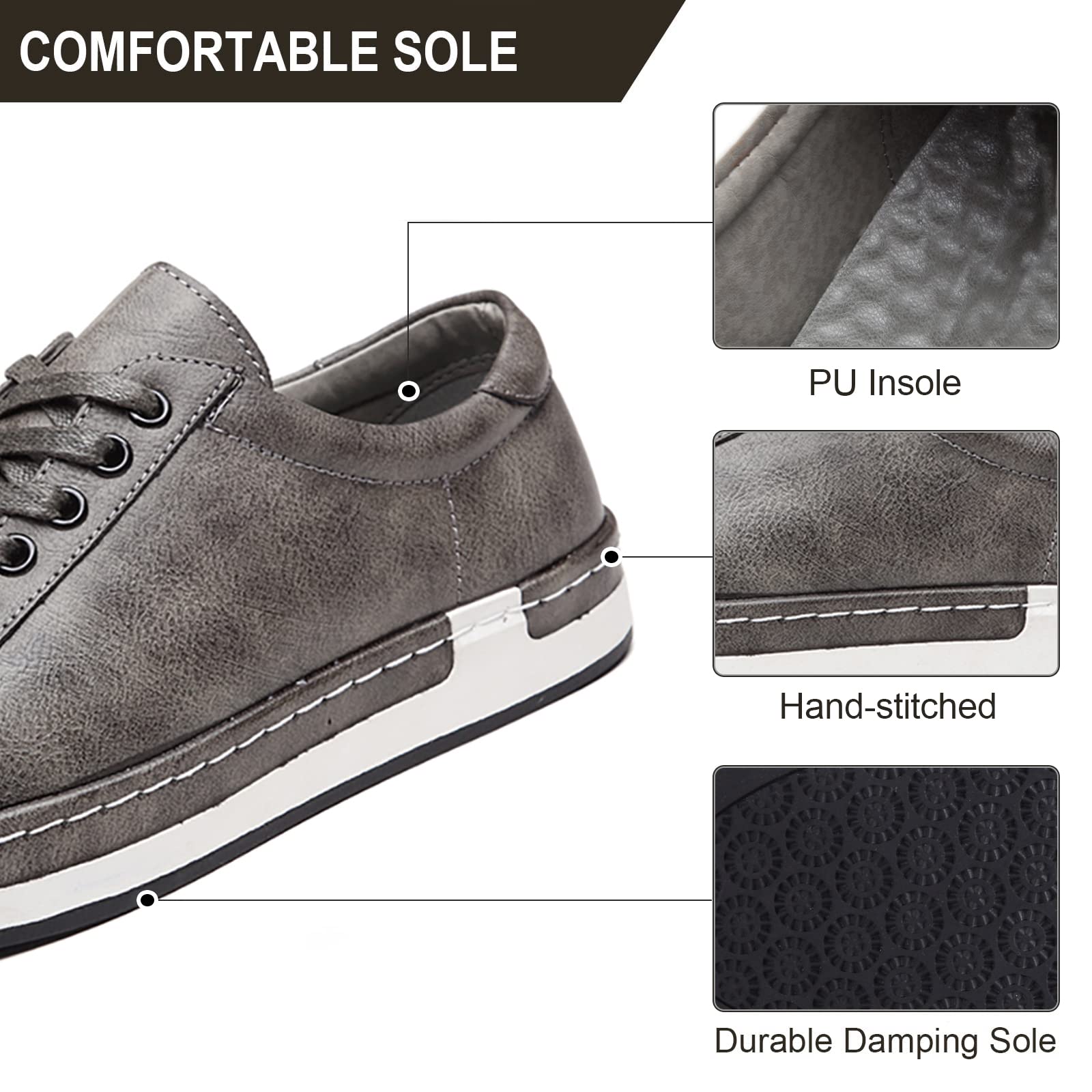 Hommes Casual Cuir Skateboard Fashion Chaussures Dentelle Talons Hauts Chaussures Antidérapantes Business Fashion Floor Comfort Sneakers