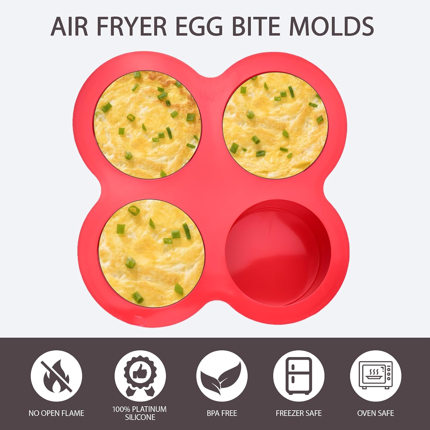 2-Pack Silicone Egg Bite Molds for Air Fryer, 4-Cup Mini Muffin Pan, Baking Molds for Oven, Microwave, and Pot, Perfect for Egg Bites, Cupcakes, Muffins, and More