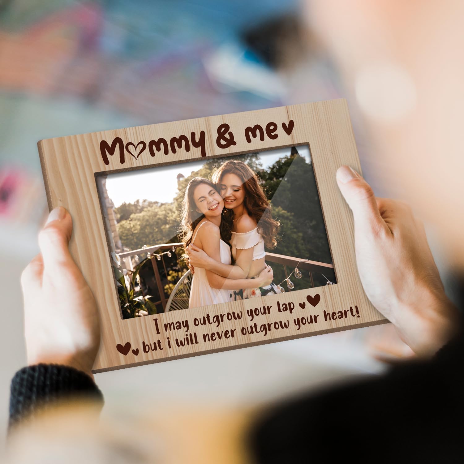 Mommy and Me Picture Frame, Mom Picture Frame Birthday Gifts for Mom Mother, Wooden Photo Frame with Stand, 4x6" Photo Frame for Tabletop Display, Home Office Bedroom Desk Decor Shelf Display/XK12 - Image 3