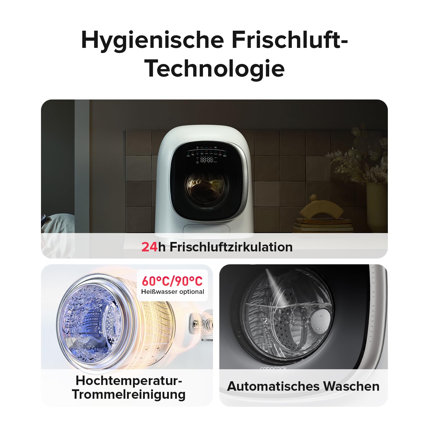 Roborock Zeo Mini Waschtrockner 1 kg Waschen 0,5 kg Trocknen Zeo-cycle Niedertemperatur-Trocknung LintClear Selbstreinigungssystem Intelligente Dosierung 20+ Programme