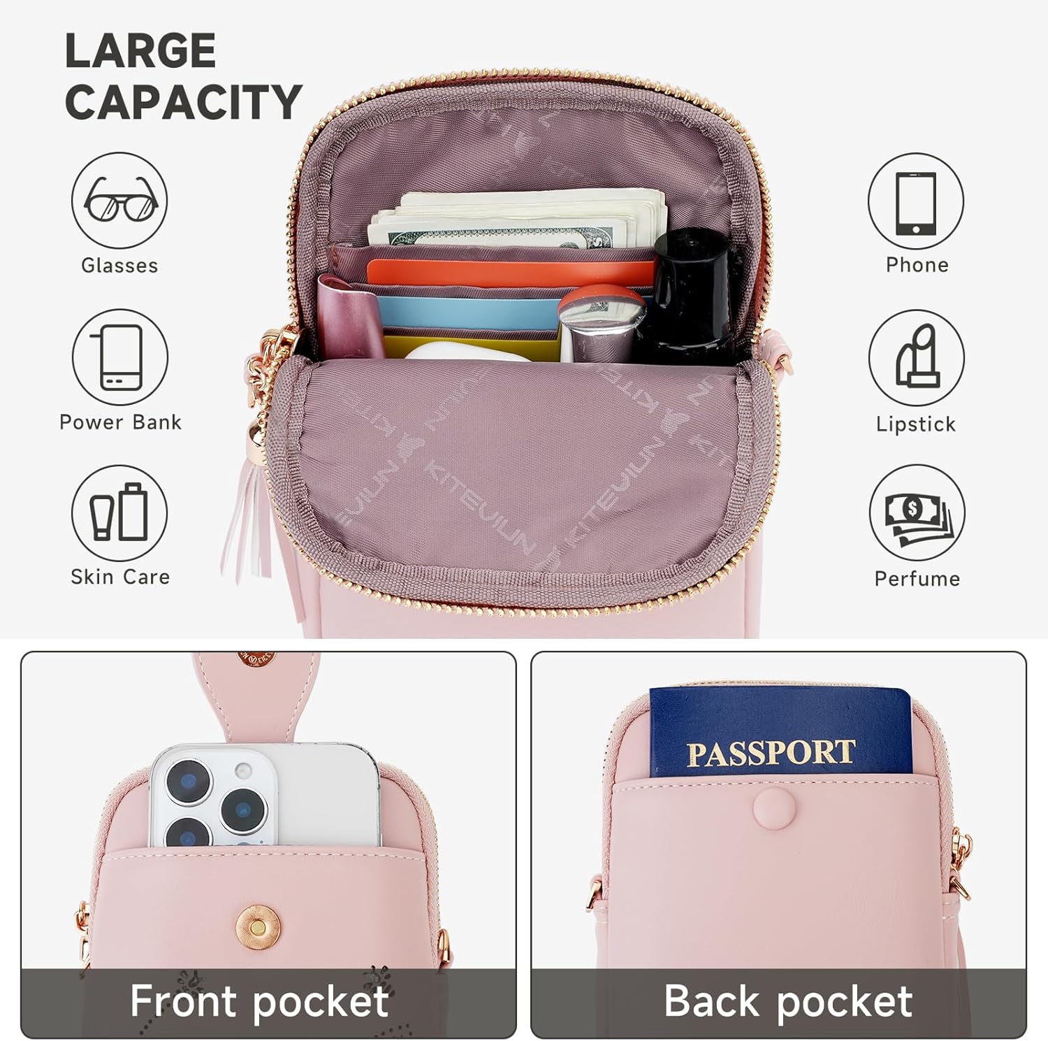 Small Crossbody Bags for Women, Lightweight Mini Cute Cell Phone Purse for Women with Tassel Shining Butterfly - Image 3