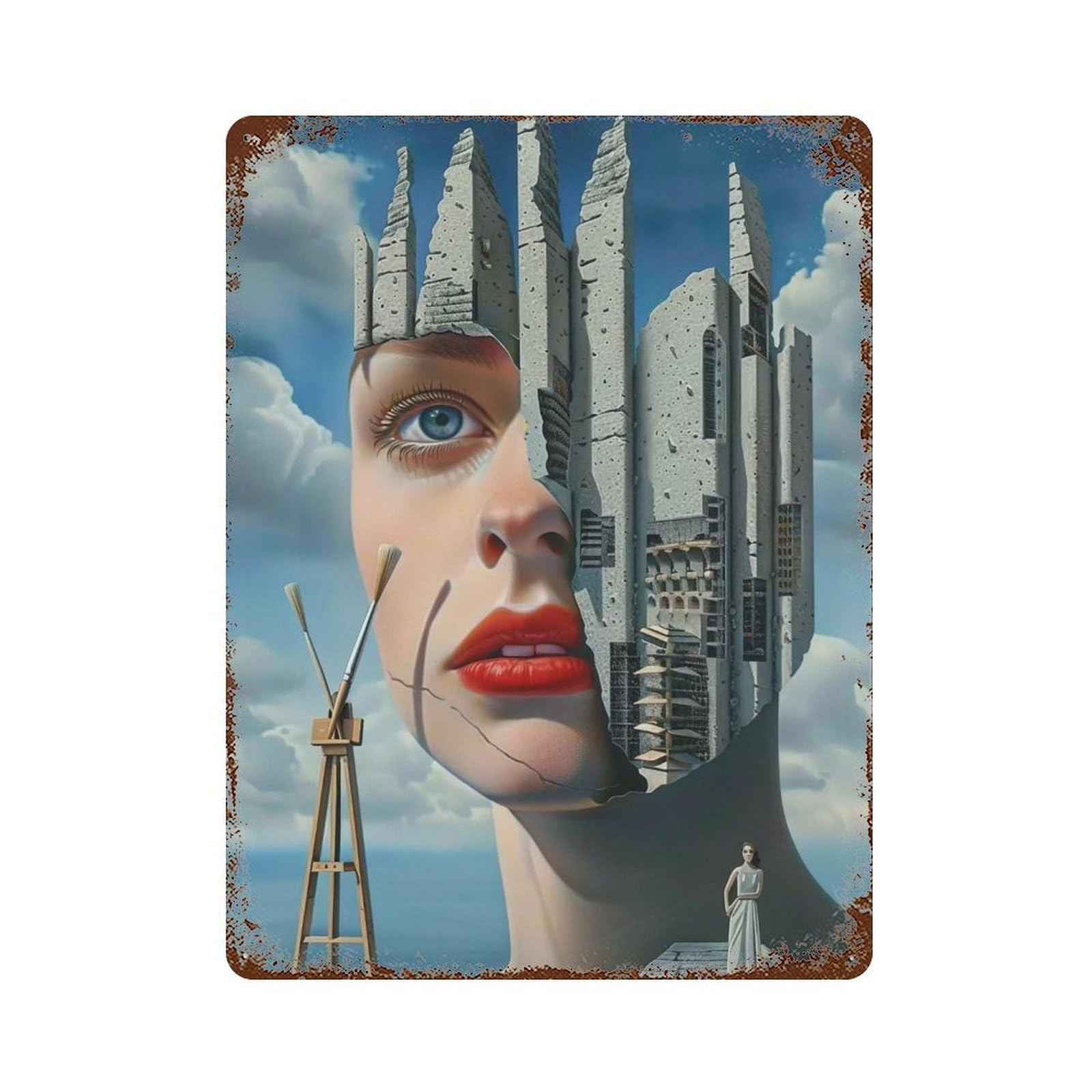 JUWRHRHHRH Dali Surreal Sliced Artist’s Visage 03 Poster Canvas Aesthetic Wall Art Painting Decor for Living Room Bed Room 40x30cm Style