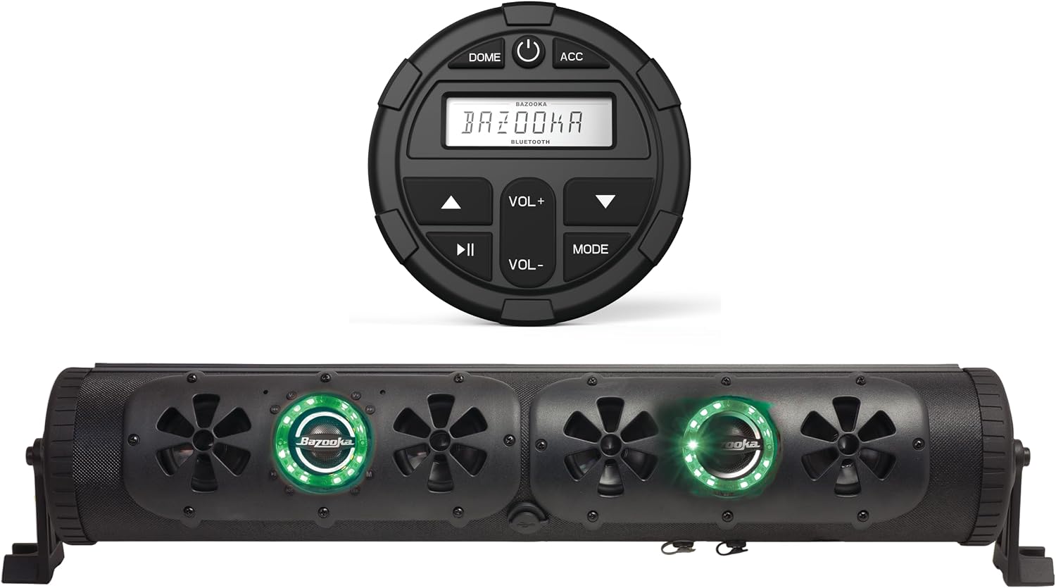 Bazooka 24 Inch Double Sided G2 Bluetooth Party Bar Speaker Bundle with Wireless Controller & LED Illumination Speaker System for Off Road, Golf Cart, Marine, and Outdoor | BPB24-DS-G2-DBCKIT