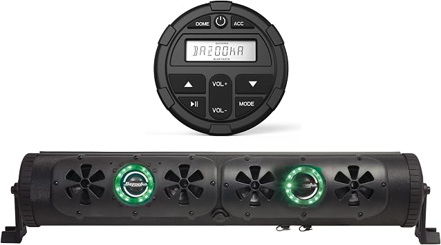 Bazooka 24 Inch Double Sided G2 Bluetooth Party Bar Speaker Bundle with Wireless Controller & LED Illumination Speaker System for Off Road, Golf Cart, Marine, and Outdoor | BPB24-DS-G2-DBCKIT