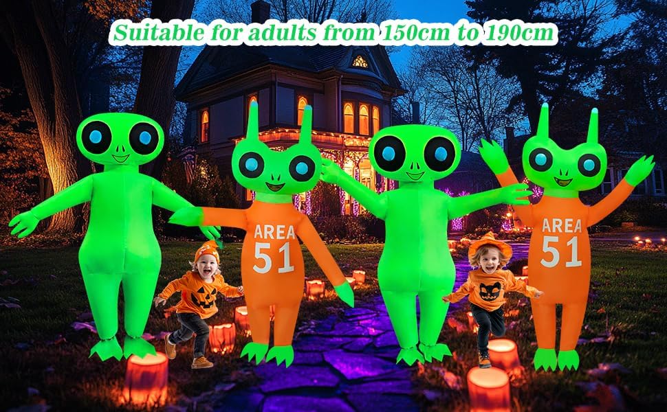 2 Packs Alien Inflatable Costume Halloween Inflatable ET Blow-up Costume Outfit for Adult/Halloween/Canival/Birthday - Image 7