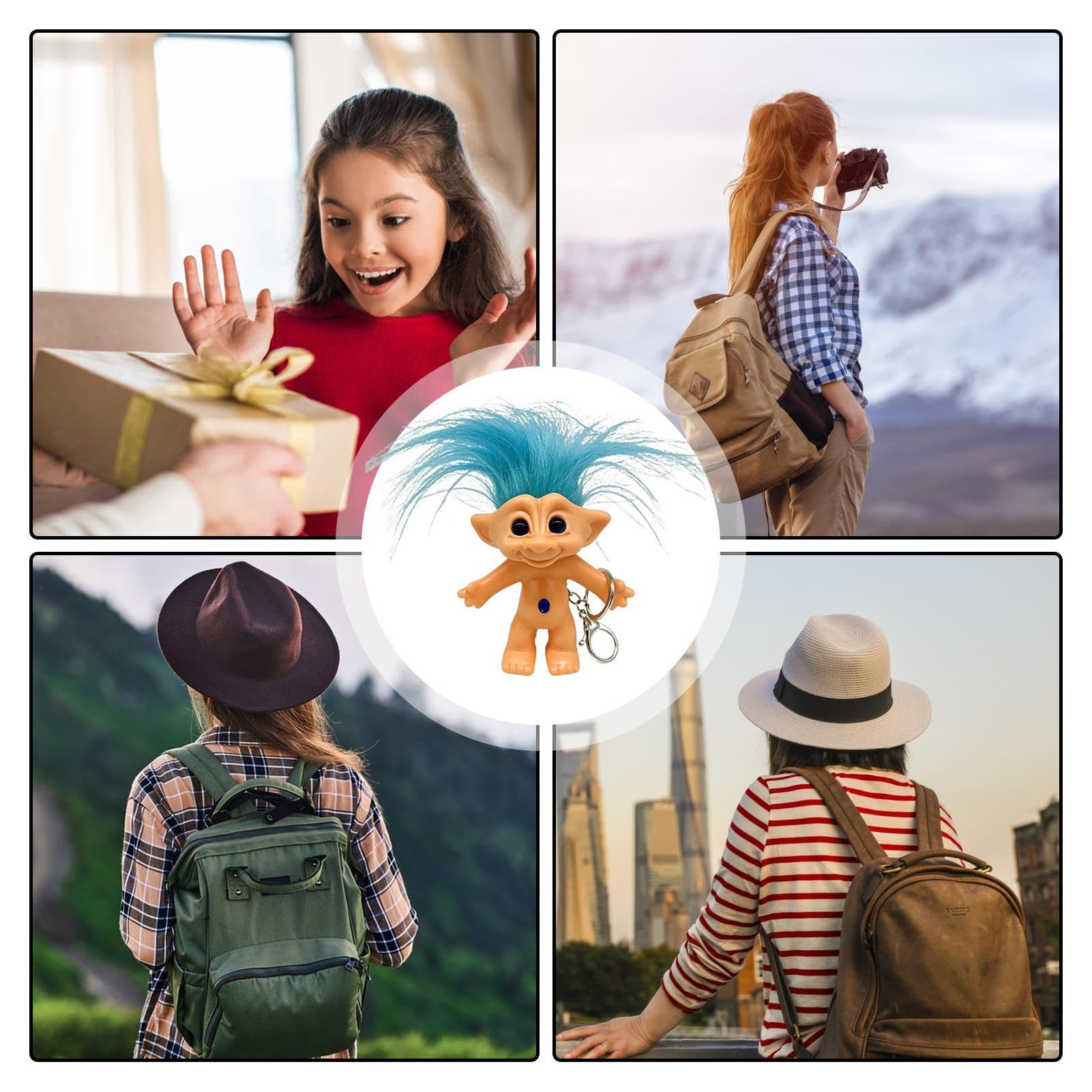 Porte-clés Poupé Troll - Porte-clés Troll Porte Bonheur Au Design Vintage Nostalgique Des Années 80 | Jouets Troll De Collection Magiques à Cheveux Longs | Porte-clés En Émail De Style Rétro 10cm
