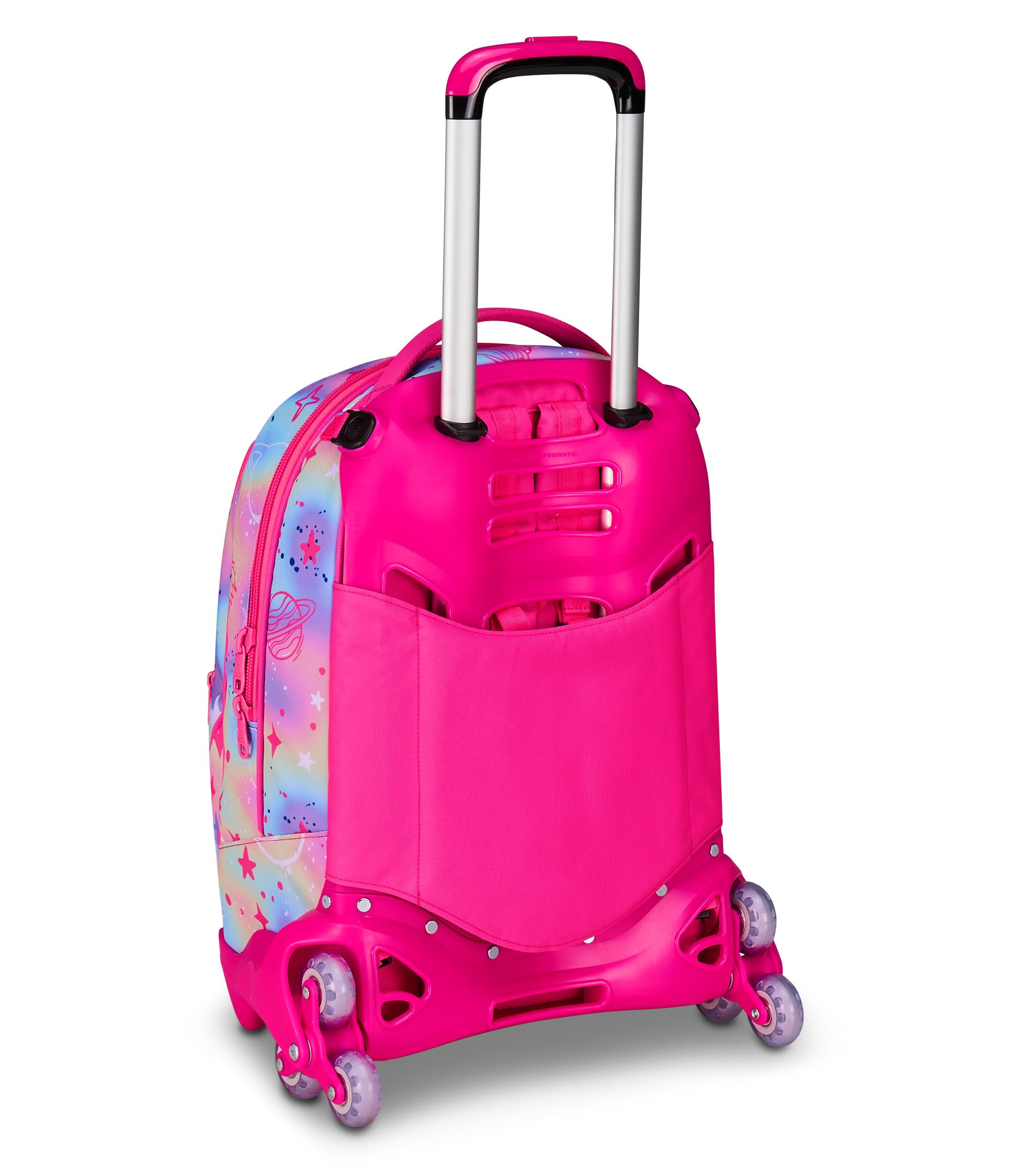 SJ GANG STYLE JAM GANG Trolley Scuola Jack 3 Ruote Cat Led, Fucsia, 3 in 1, Zaino Triplo Uso con Carrello Sganciabile, 33 L, Zaino Scuola Elementare, Zaino Bambina