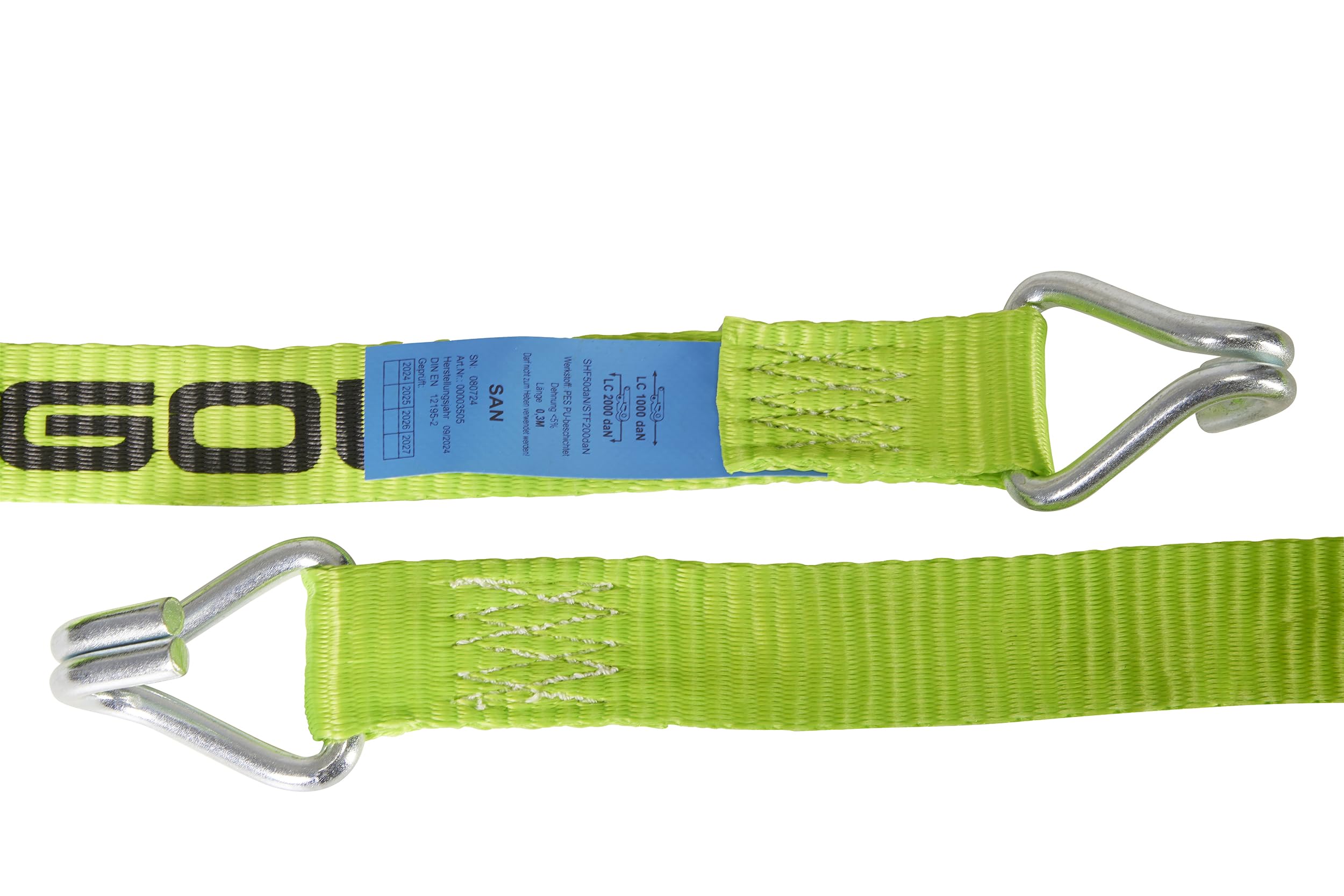 Ergolash - Juego de 2 correas tensoras, 4 metros (4 m de largo), 35 mm de ancho, fuerza de tracción LC 1.000 daN, STF 200 daN, correas de amarre de dos piezas, correas tensoras de trinquete con