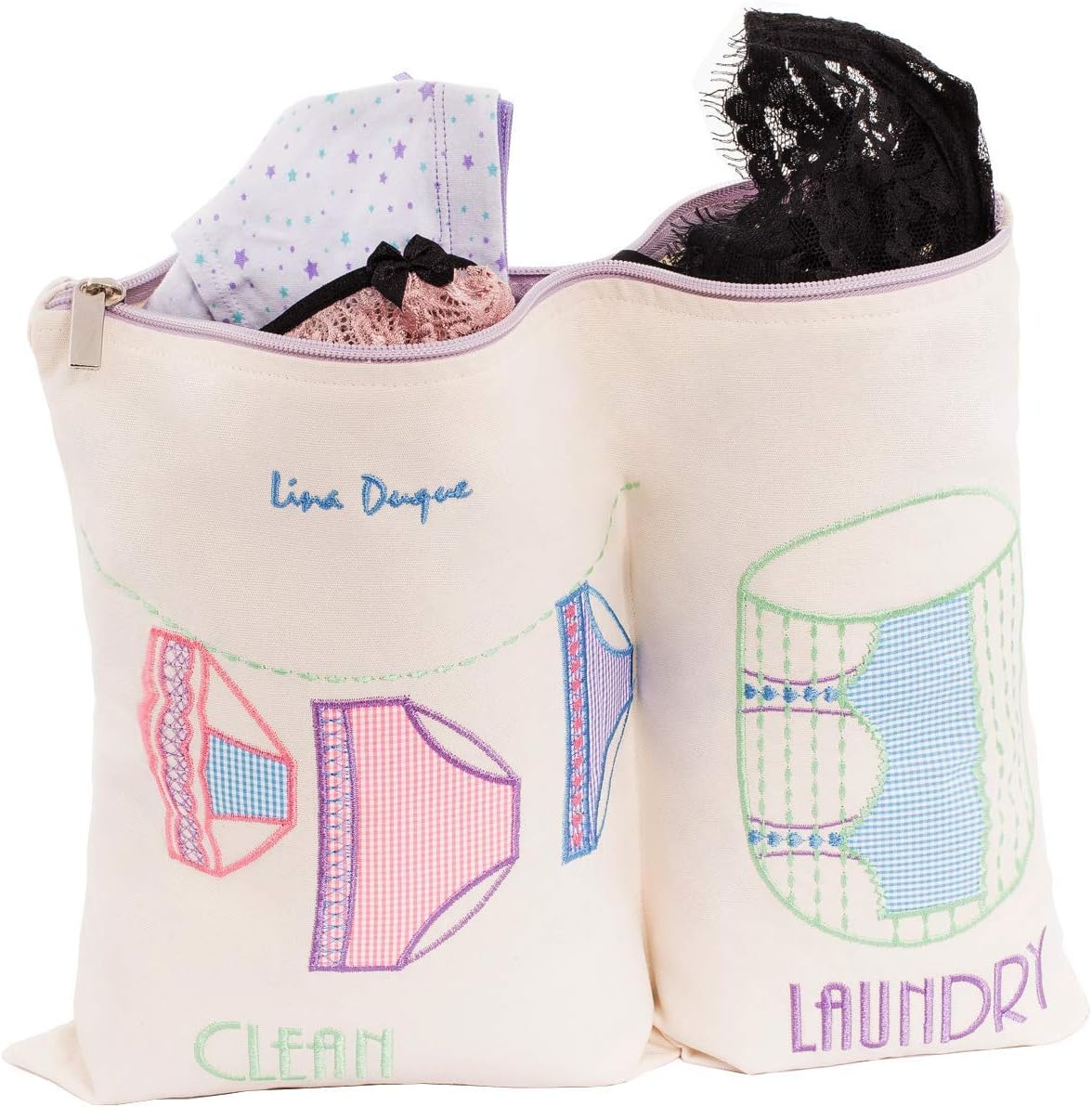 LIngerie bags for Laundry Suitcase organizer 2 Divisions Clean and Dirty Clothes Size 16x12.5 inches