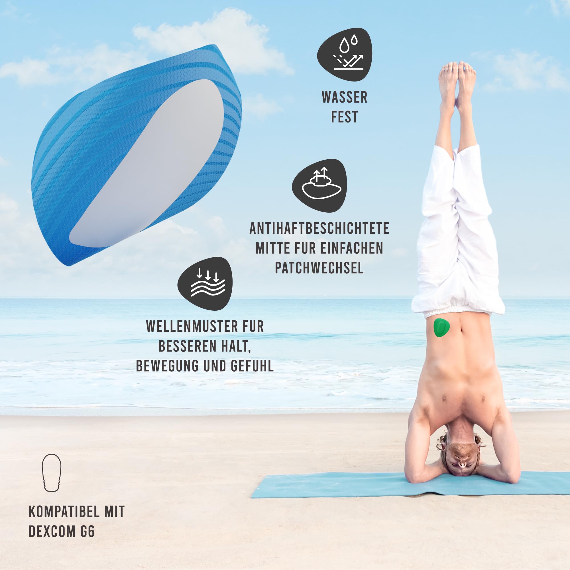 Not Just A Patch Dexcom G6 Klebepflaster (20 Stück) – Dexcom G6 Aufkleber für die Haut – wasserabweisend, Dexcom Overpatch G6 für aktiven Lebensstil 10–14 Tage, mehrfarbig