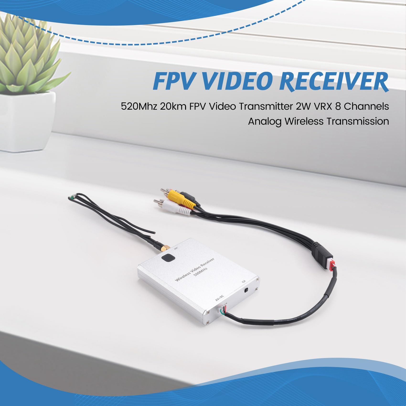 Trasmettitore Video FPV 520Mhz 20km 2W VRX 8 Canali Trasmissione Wireless Analogica